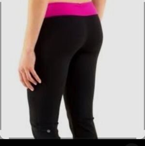Lululemon Black Leggings with Pink Waistband